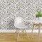 Pre-Pasted Wallpaper 2FT Wide Coral Floral Sage Green Leaf Pretty Flowers Delicate Garden Custom Pre-pasted Wallpaper by Spoonflower